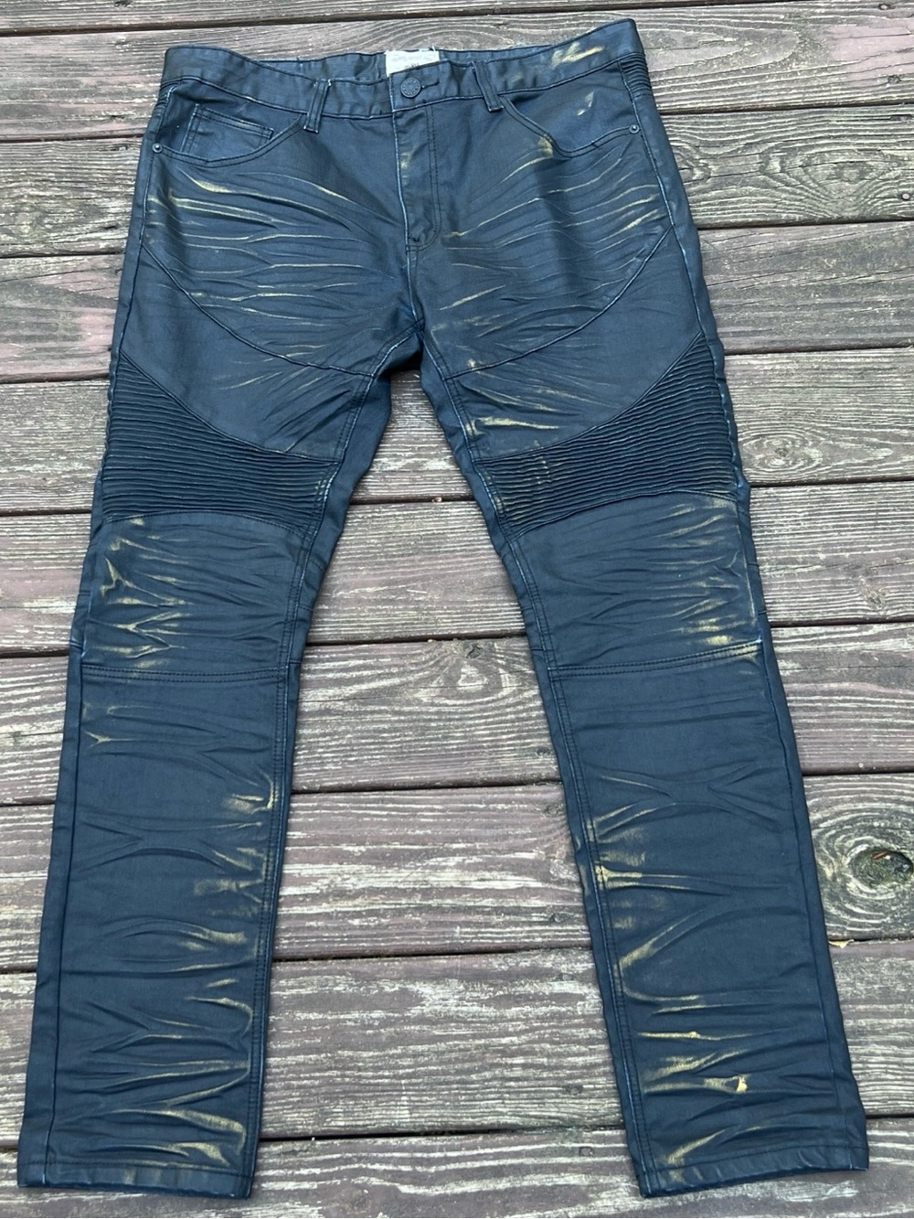 Smoke Rise Men’s Bikercore Moto Style Distressed  Streetwear  Jeans|Size:40/34